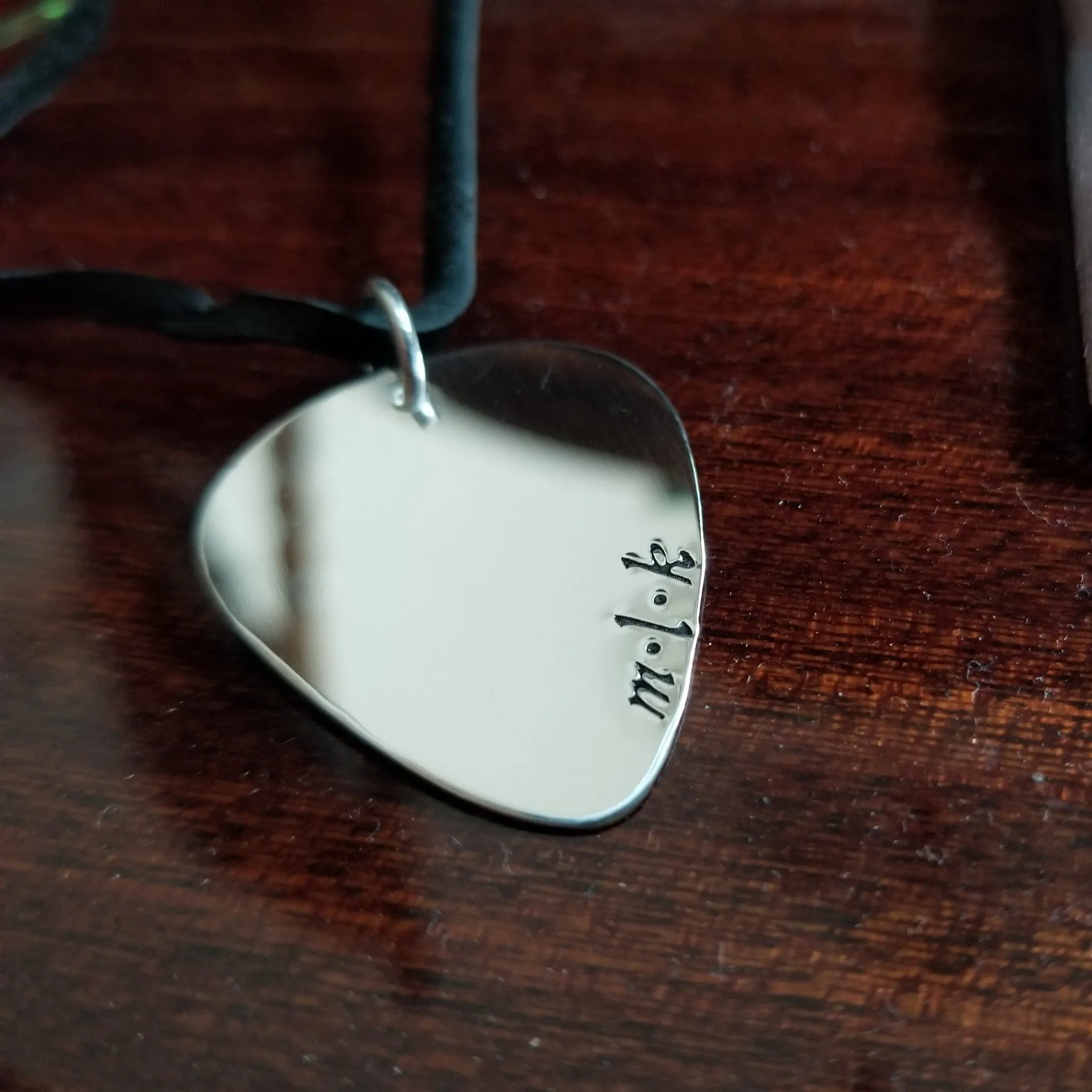 Custom Guitar Pick Necklace - Sterling Silver
