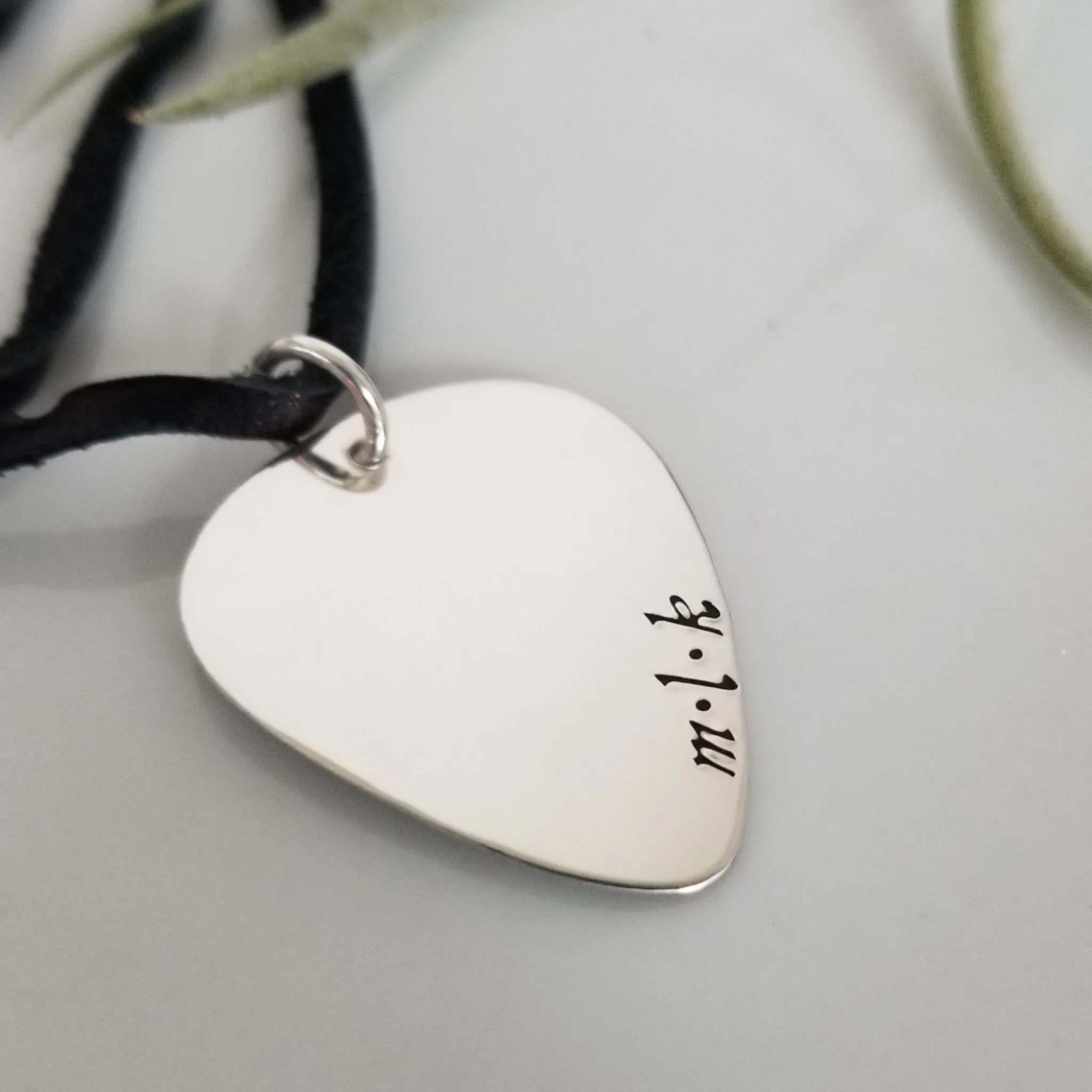 Custom Guitar Pick Necklace - Sterling Silver