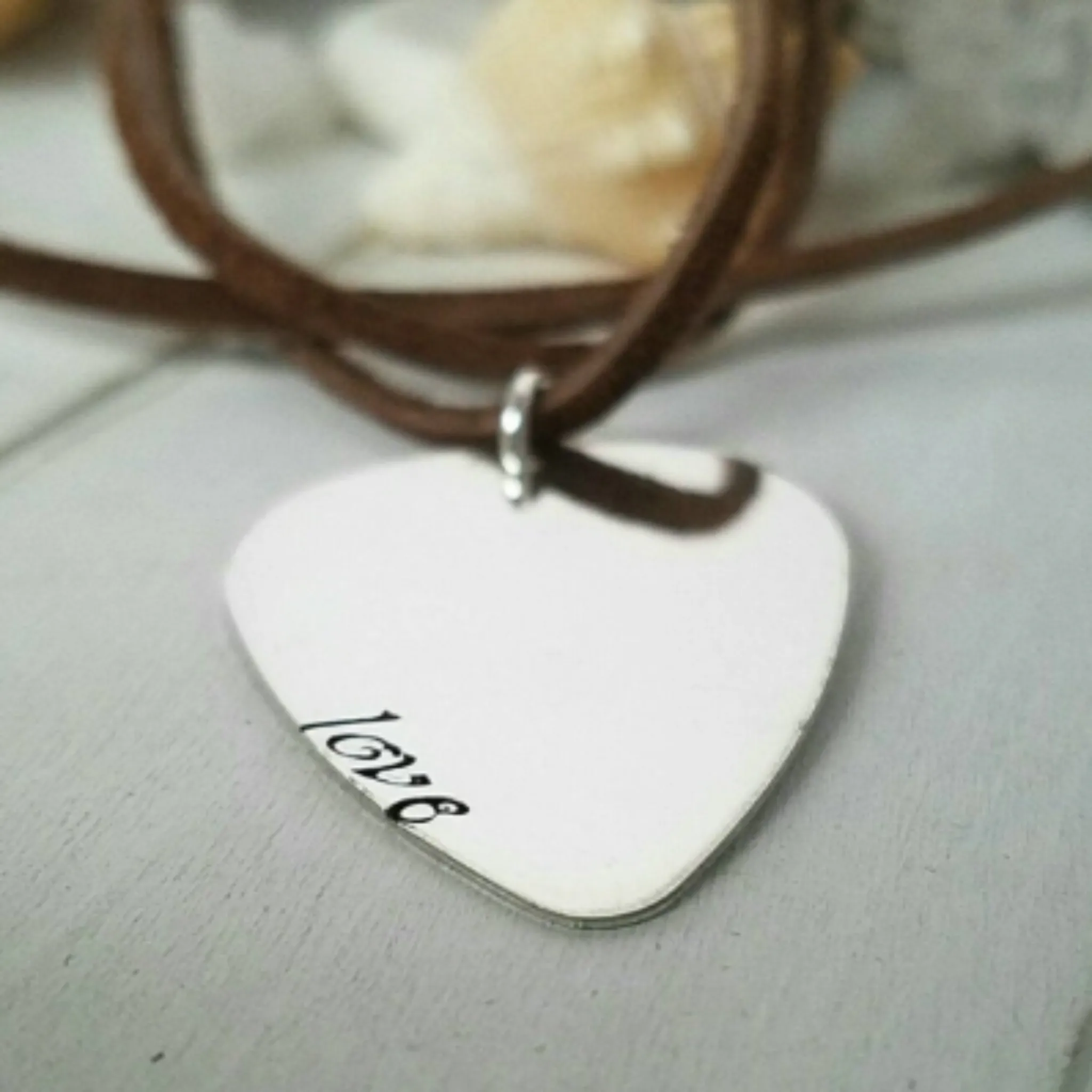 Custom Guitar Pick Necklace - Sterling Silver