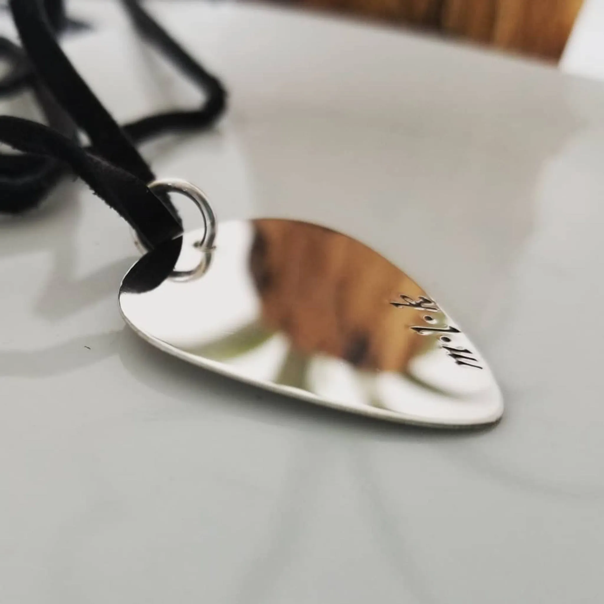 Custom Guitar Pick Necklace - Sterling Silver