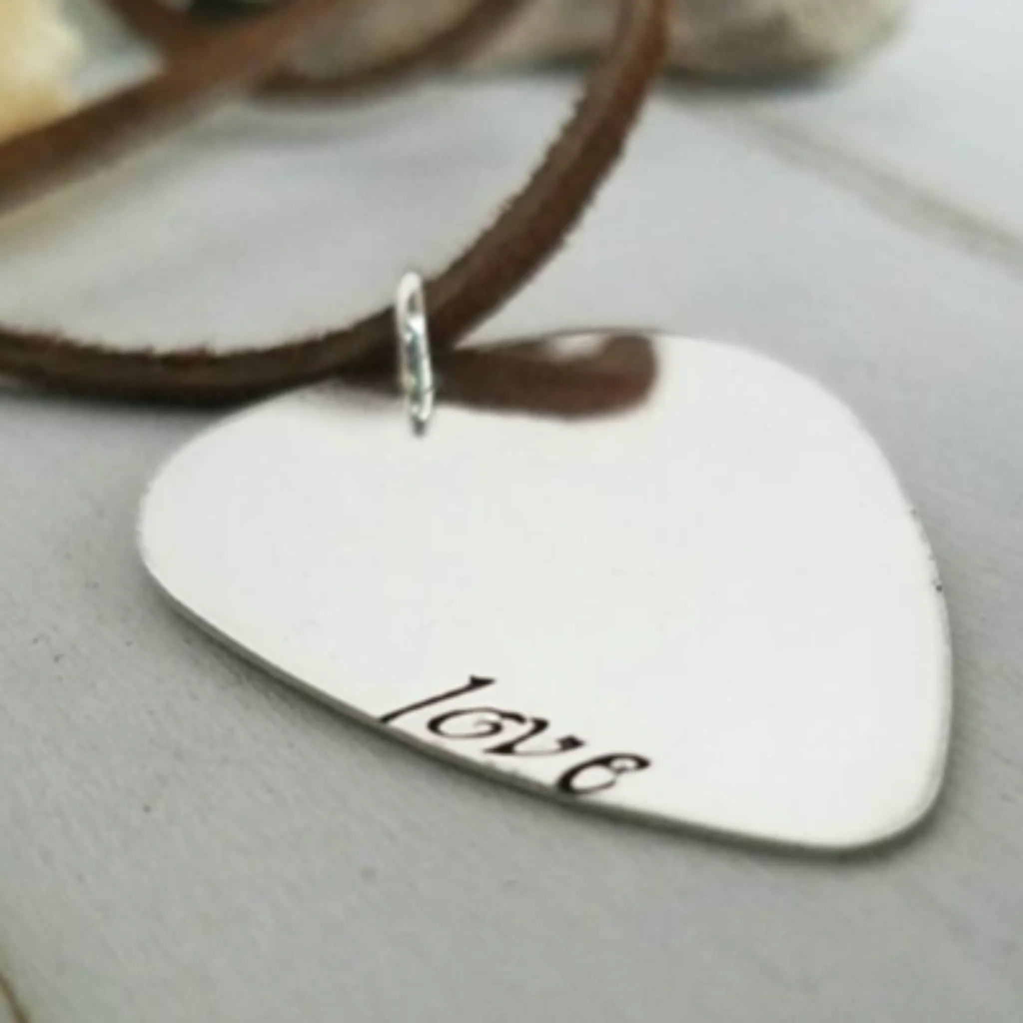 Custom Guitar Pick Necklace - Sterling Silver