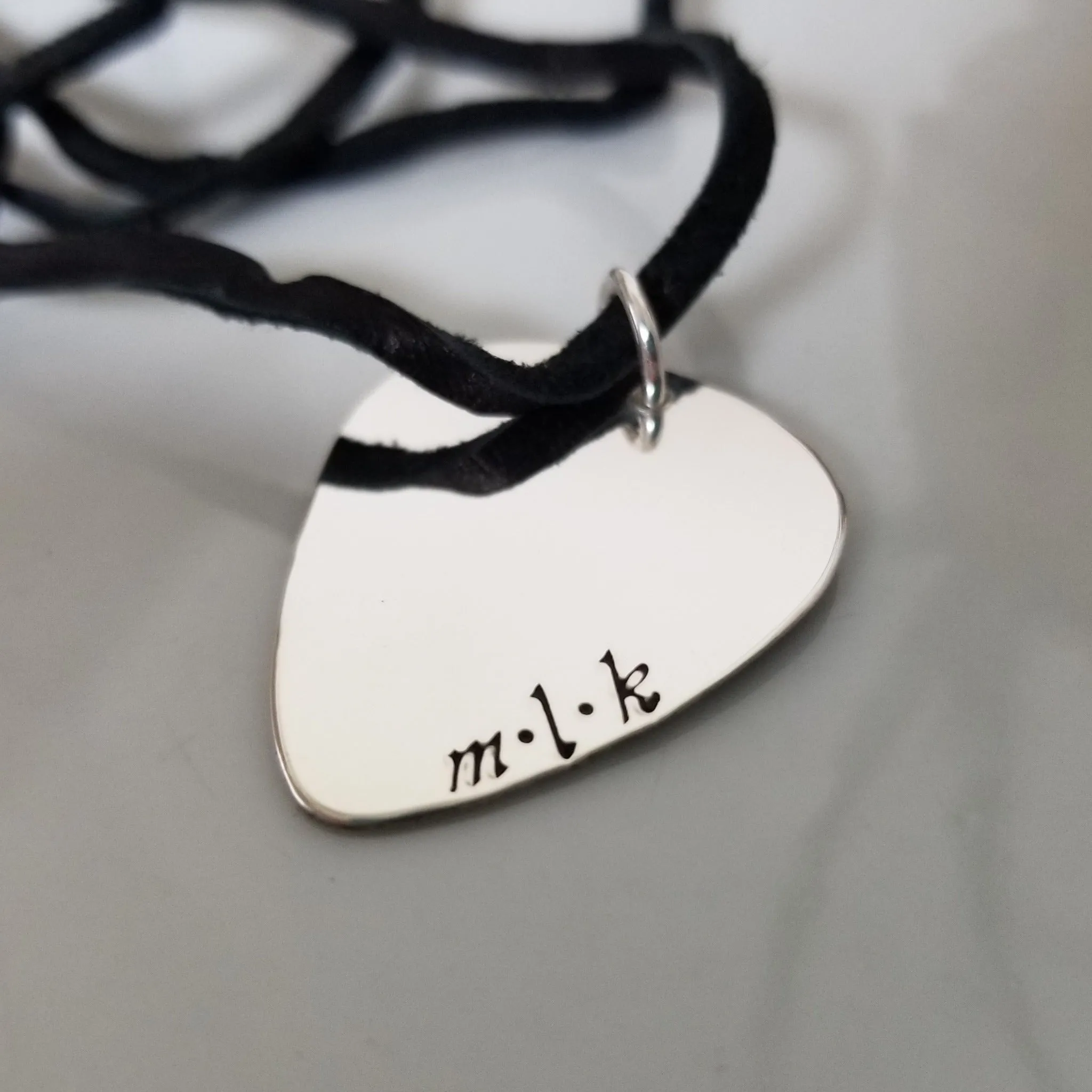 Custom Guitar Pick Necklace - Sterling Silver