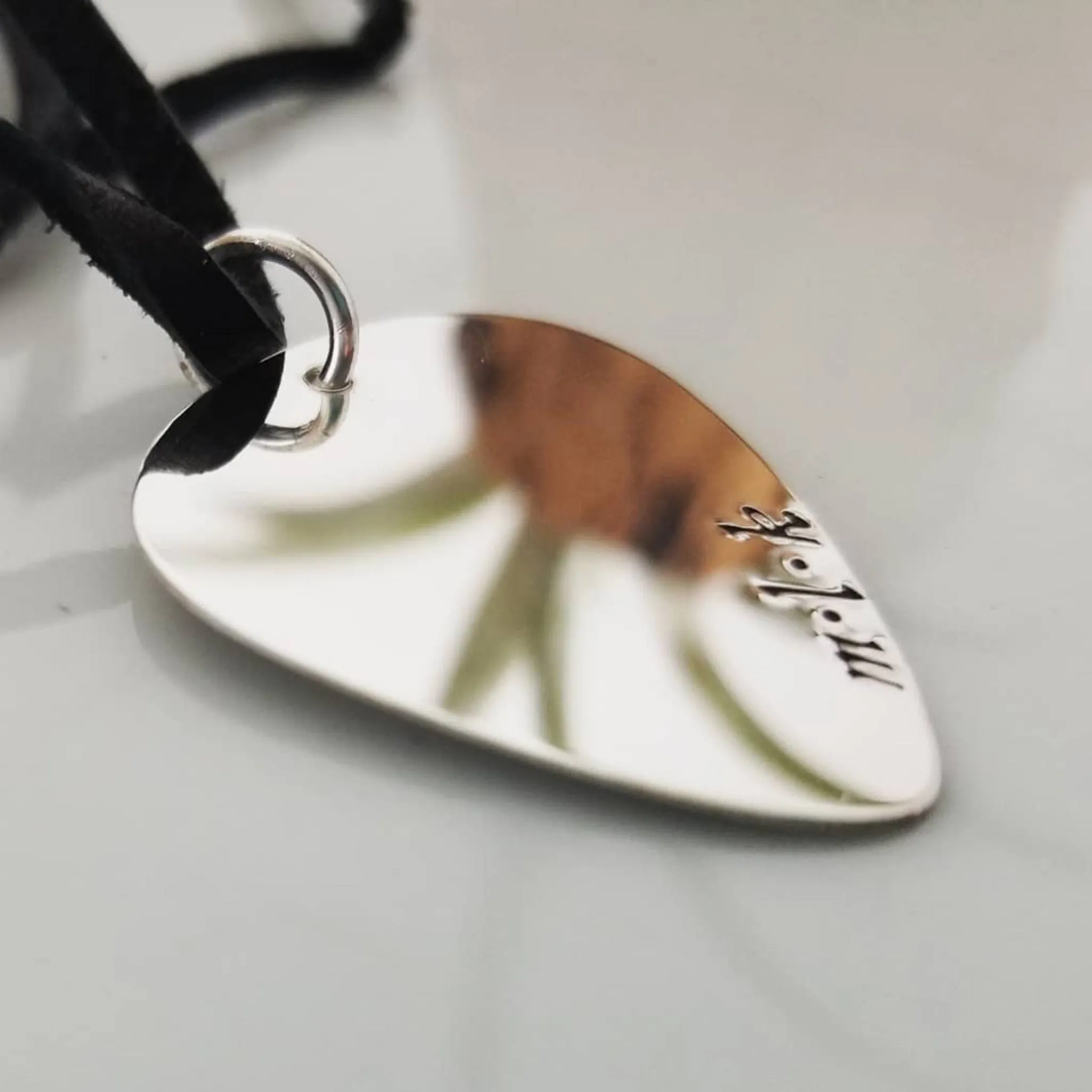 Custom Guitar Pick Necklace - Sterling Silver