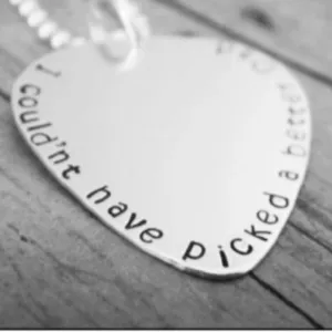 Custom Guitar Pick Necklace - Sterling Silver
