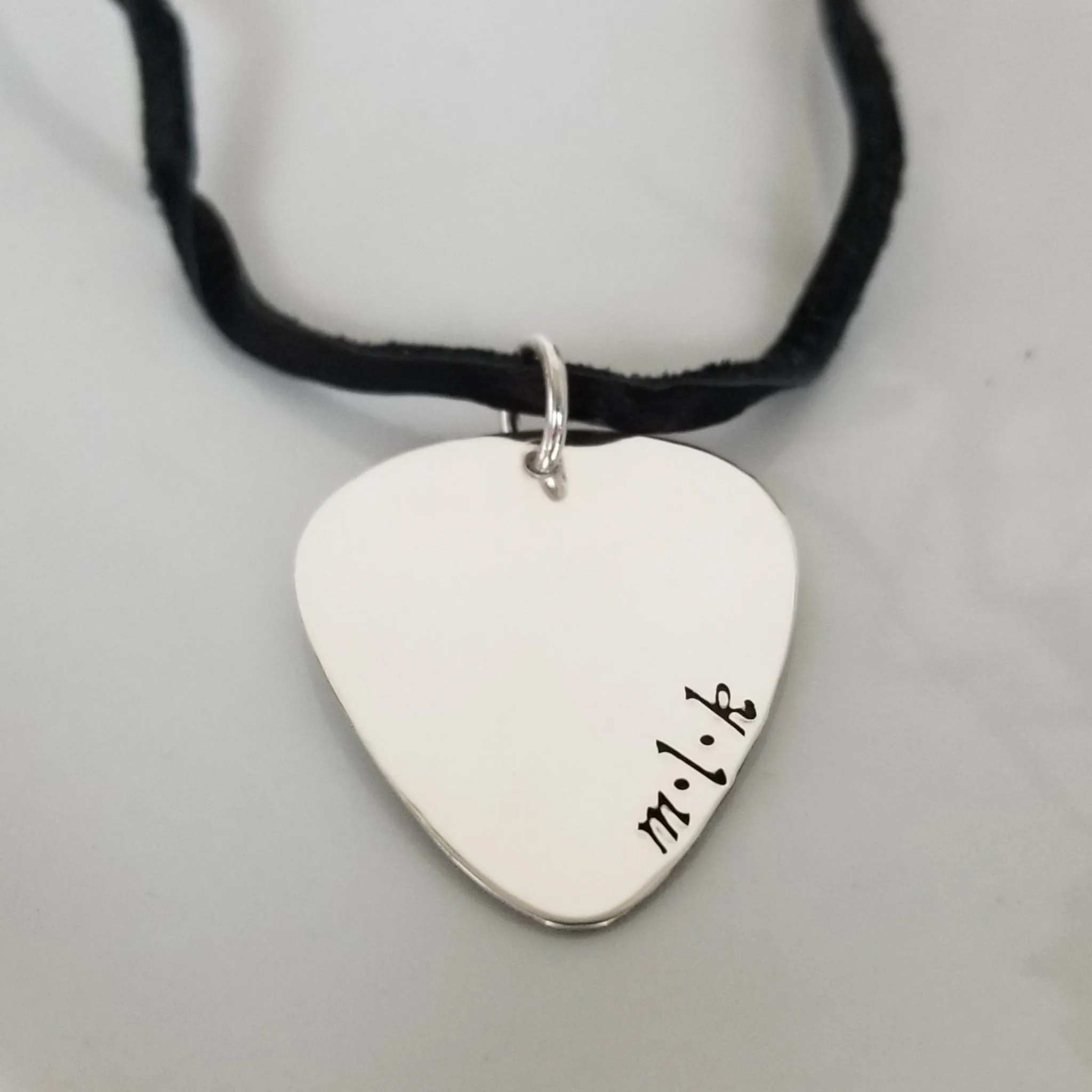 Custom Guitar Pick Necklace - Sterling Silver