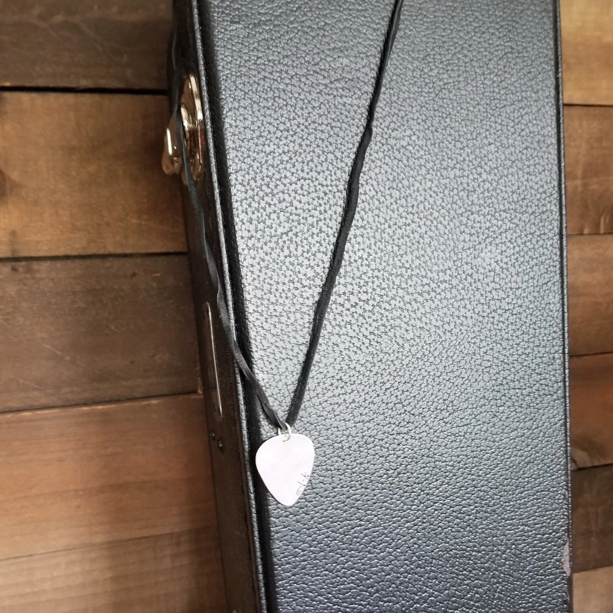 Custom Guitar Pick Necklace - Sterling Silver