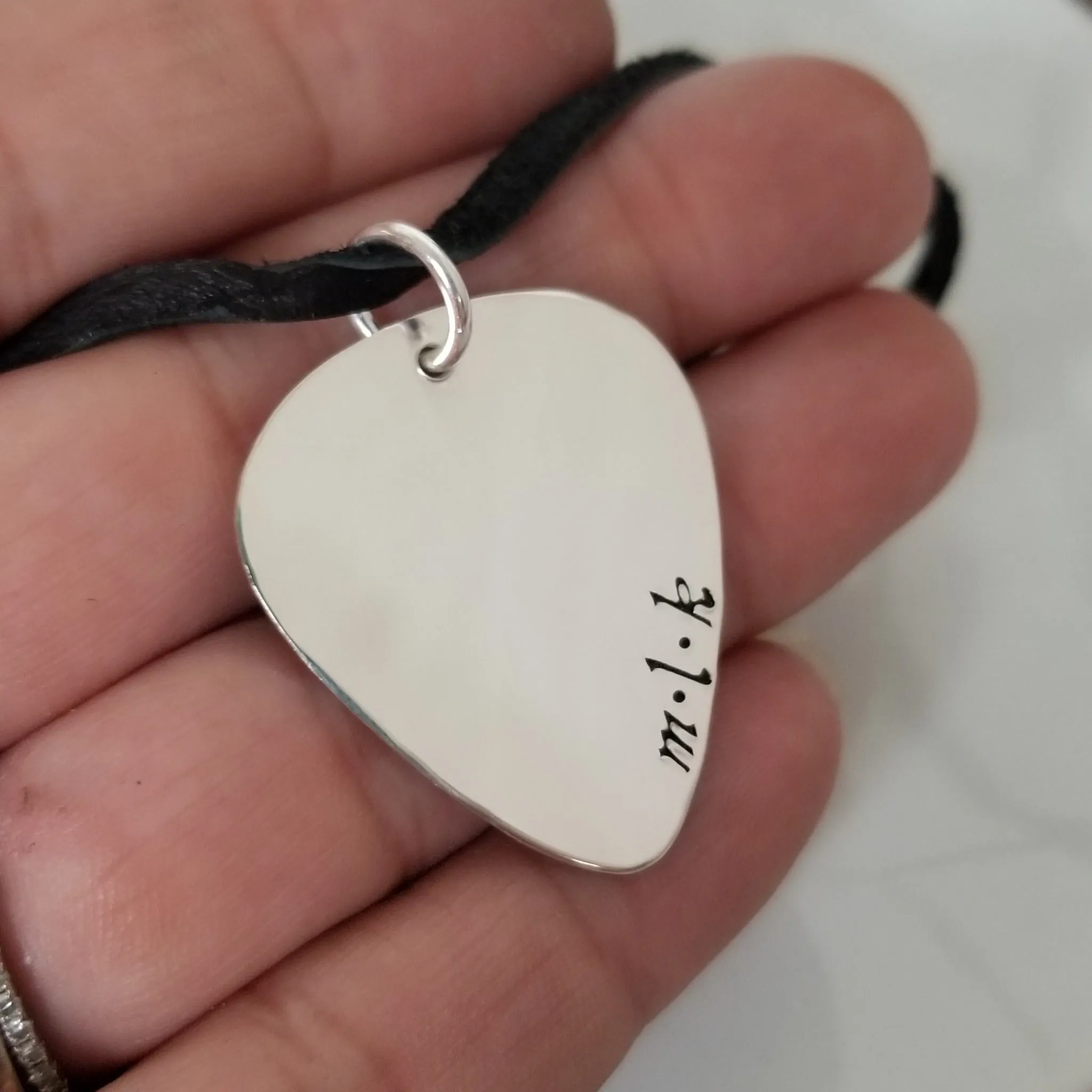 Custom Guitar Pick Necklace - Sterling Silver
