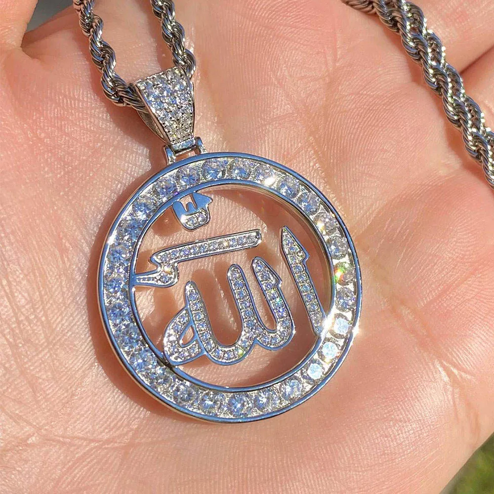 Custom Jewelry Pendant 925 Silver Ice Out Name Gold Chain Hip Hop Whole Sale Charm Allah Pendant Necklace
