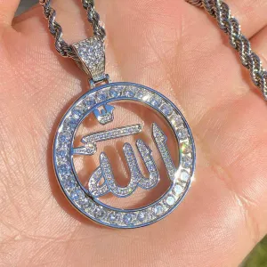 Custom Jewelry Pendant 925 Silver Ice Out Name Gold Chain Hip Hop Whole Sale Charm Allah Pendant Necklace