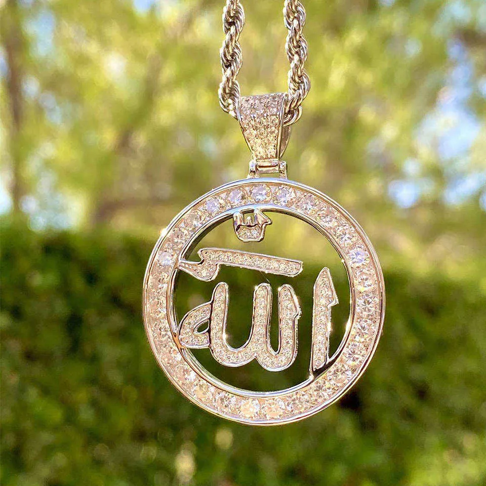 Custom Jewelry Pendant 925 Silver Ice Out Name Gold Chain Hip Hop Whole Sale Charm Allah Pendant Necklace