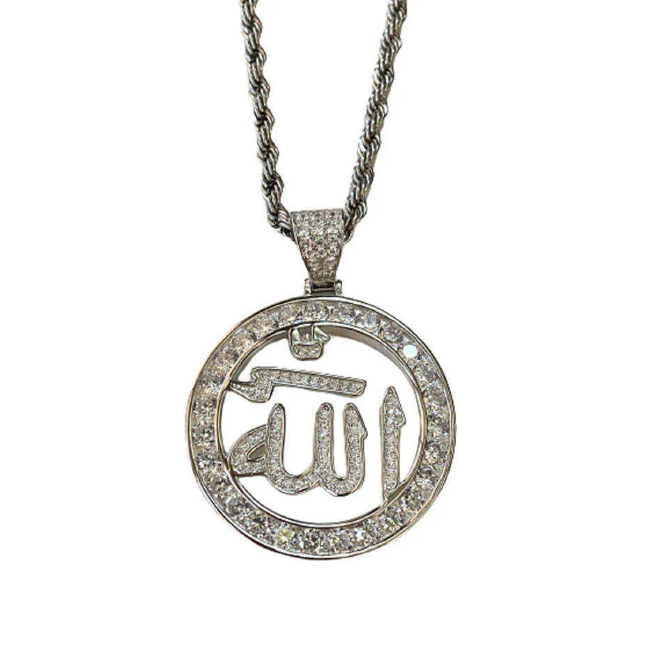 Custom Jewelry Pendant 925 Silver Ice Out Name Gold Chain Hip Hop Whole Sale Charm Allah Pendant Necklace
