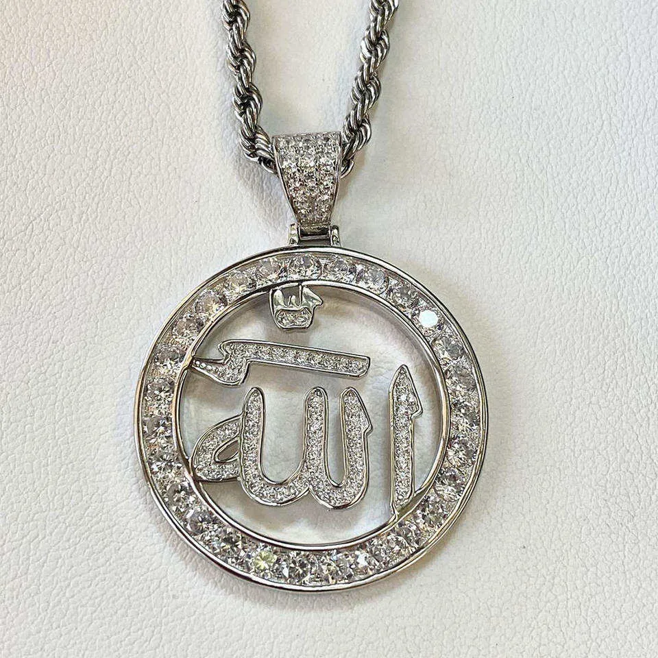 Custom Jewelry Pendant 925 Silver Ice Out Name Gold Chain Hip Hop Whole Sale Charm Allah Pendant Necklace