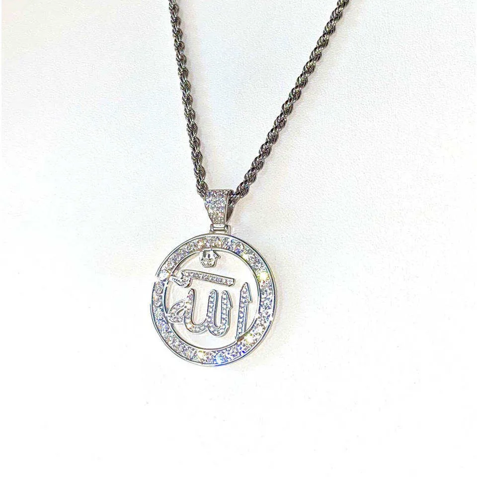 Custom Jewelry Pendant 925 Silver Ice Out Name Gold Chain Hip Hop Whole Sale Charm Allah Pendant Necklace