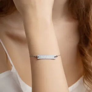 Custom Name Engraved Silver Bar Chain Bracelet