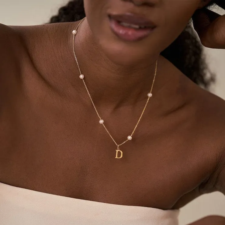 Custom Pearl Initial Necklace