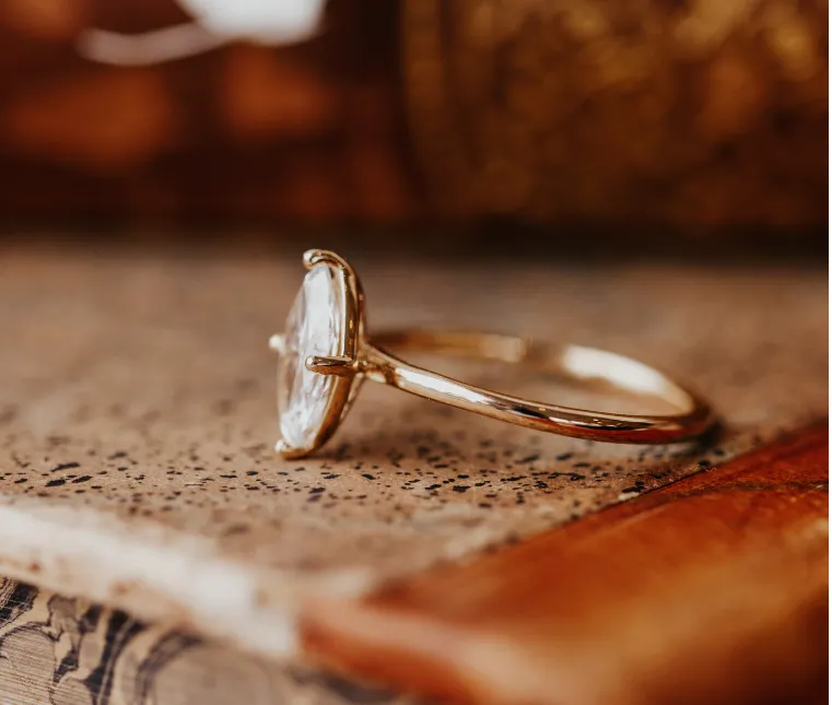 Custom Solitaire Marquise Diamond Engagement Ring