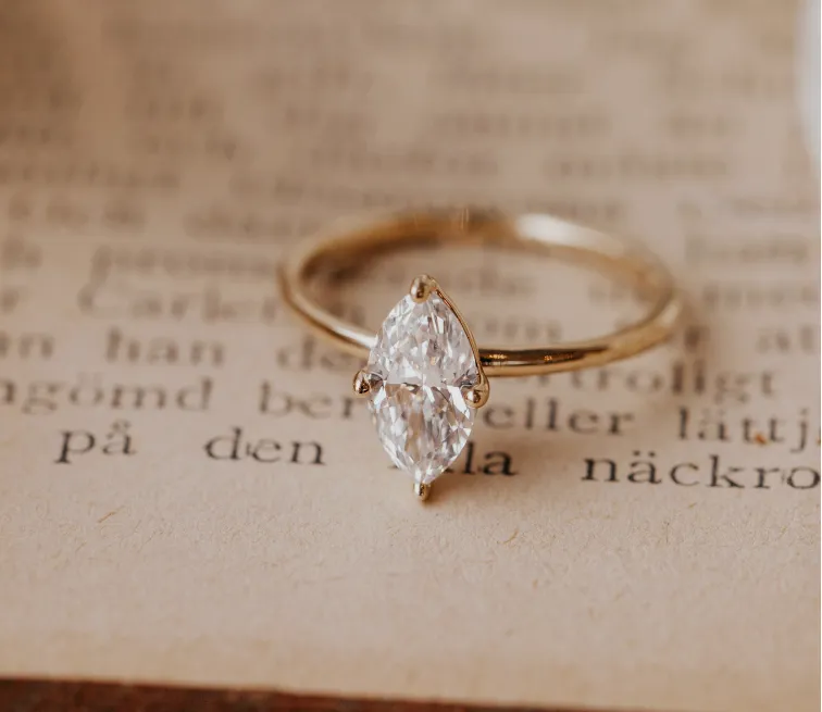 Custom Solitaire Marquise Diamond Engagement Ring
