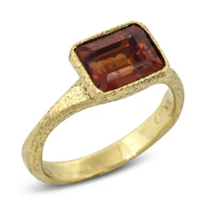 Custom Spessartite Forged Ring in 18k yellow gold