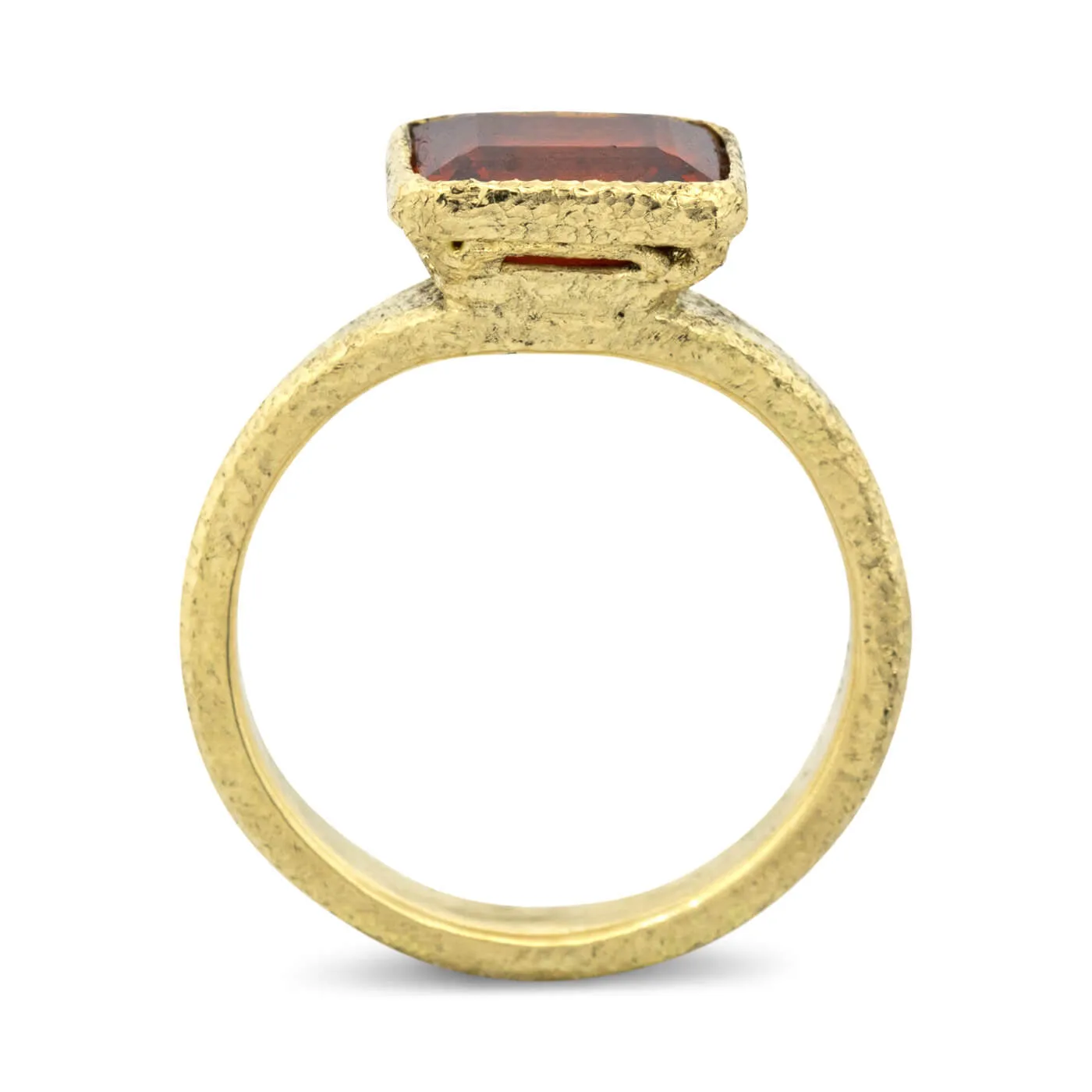 Custom Spessartite Forged Ring in 18k yellow gold