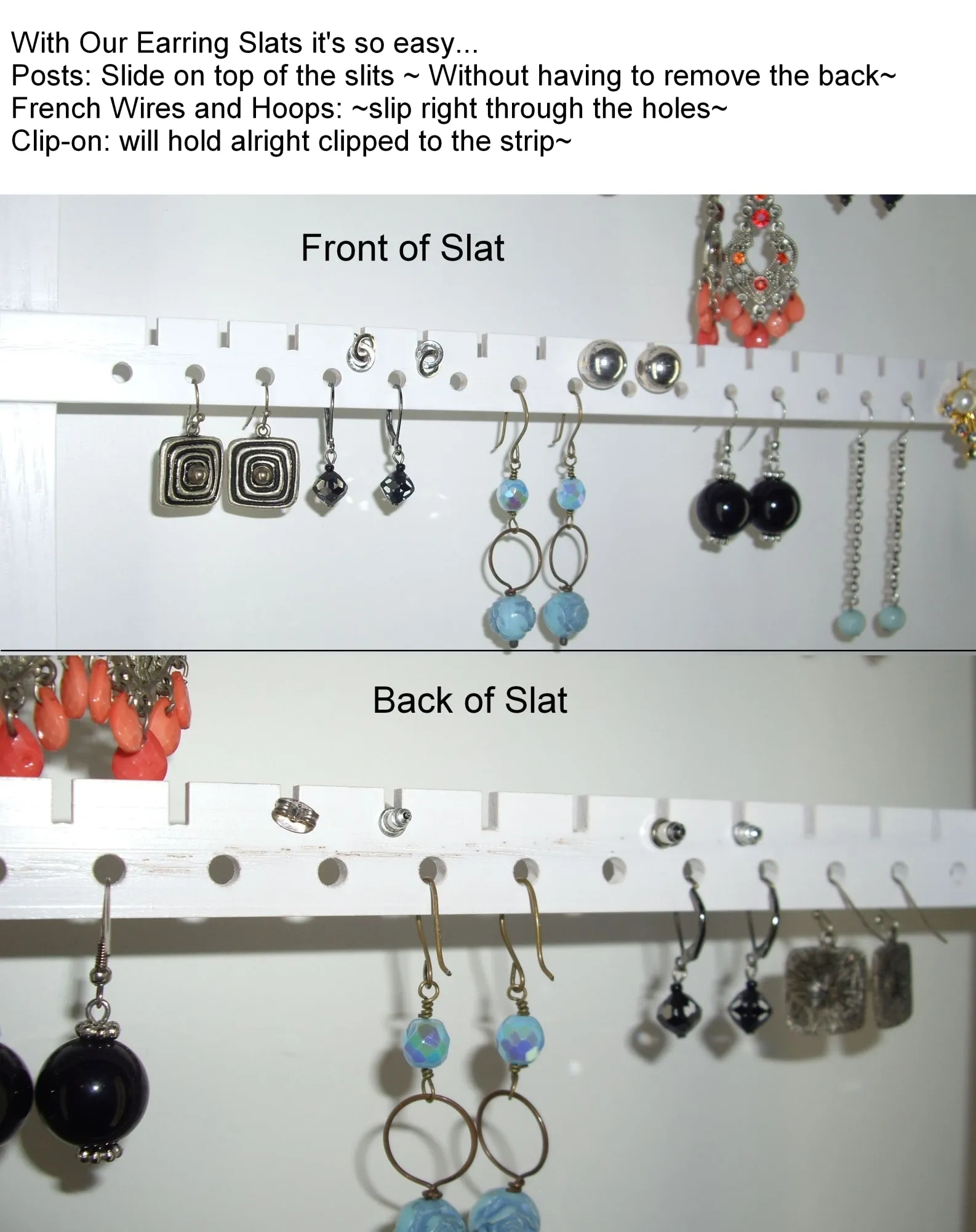 Deluxe Jewelry Organizer Cocoa Brown Oak, Earring Organizer, Necklace Bracelet Holder, Wall Hanging