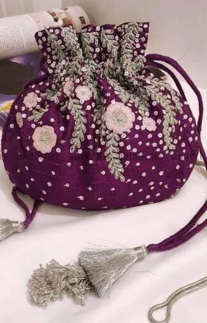 Designer Fancy Party Potli In Violet