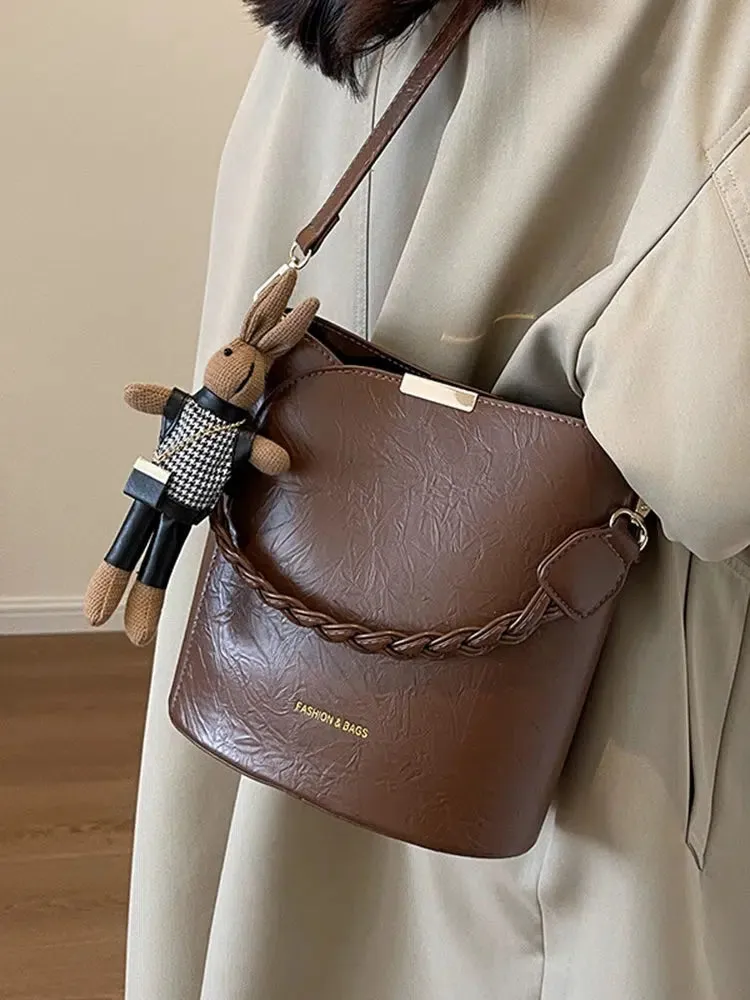 Detachable Strap Bucket Shaped Bag