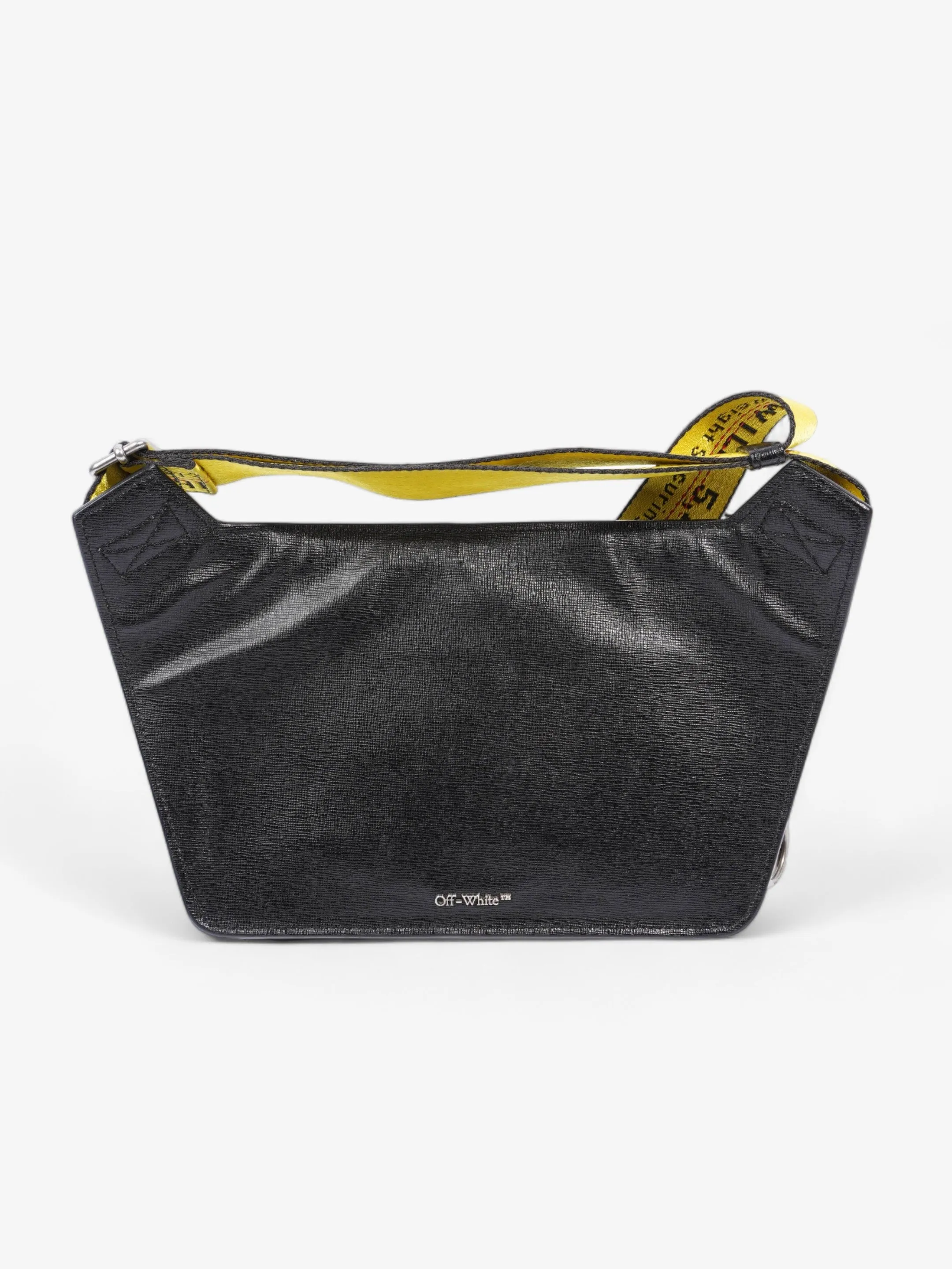Diagonal Double Zip Black / White / Yellow Strap Leather