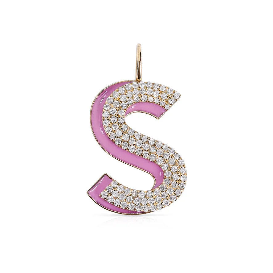 DIAMOND AND ENAMEL LETTER CHARM