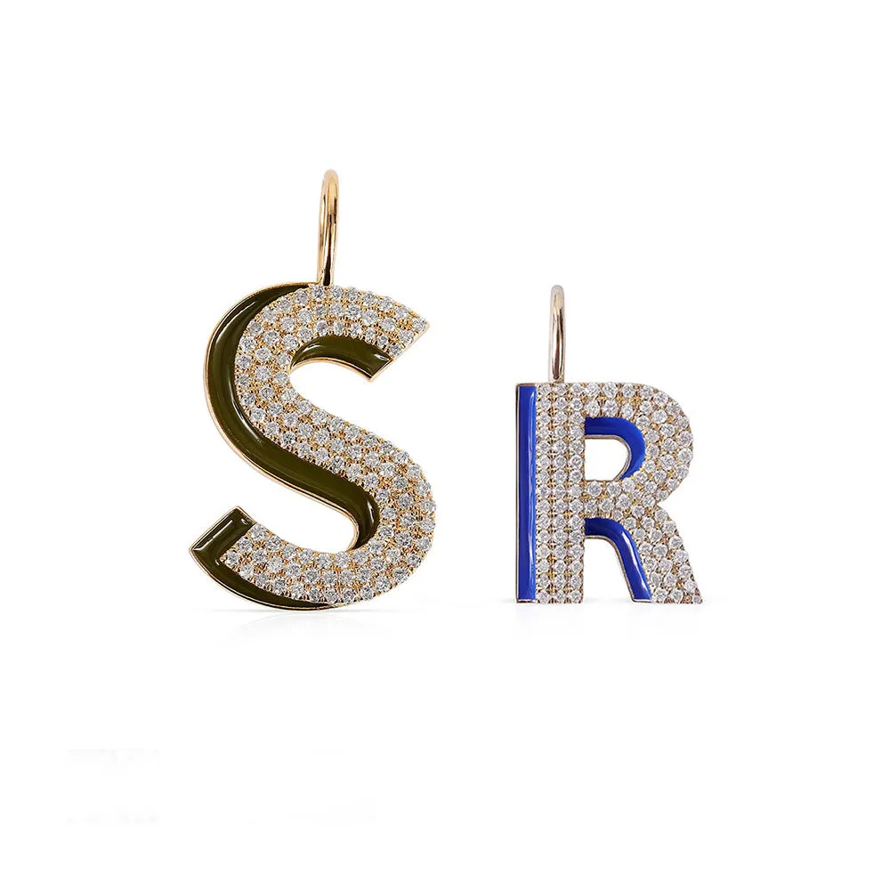 DIAMOND AND ENAMEL LETTER CHARM