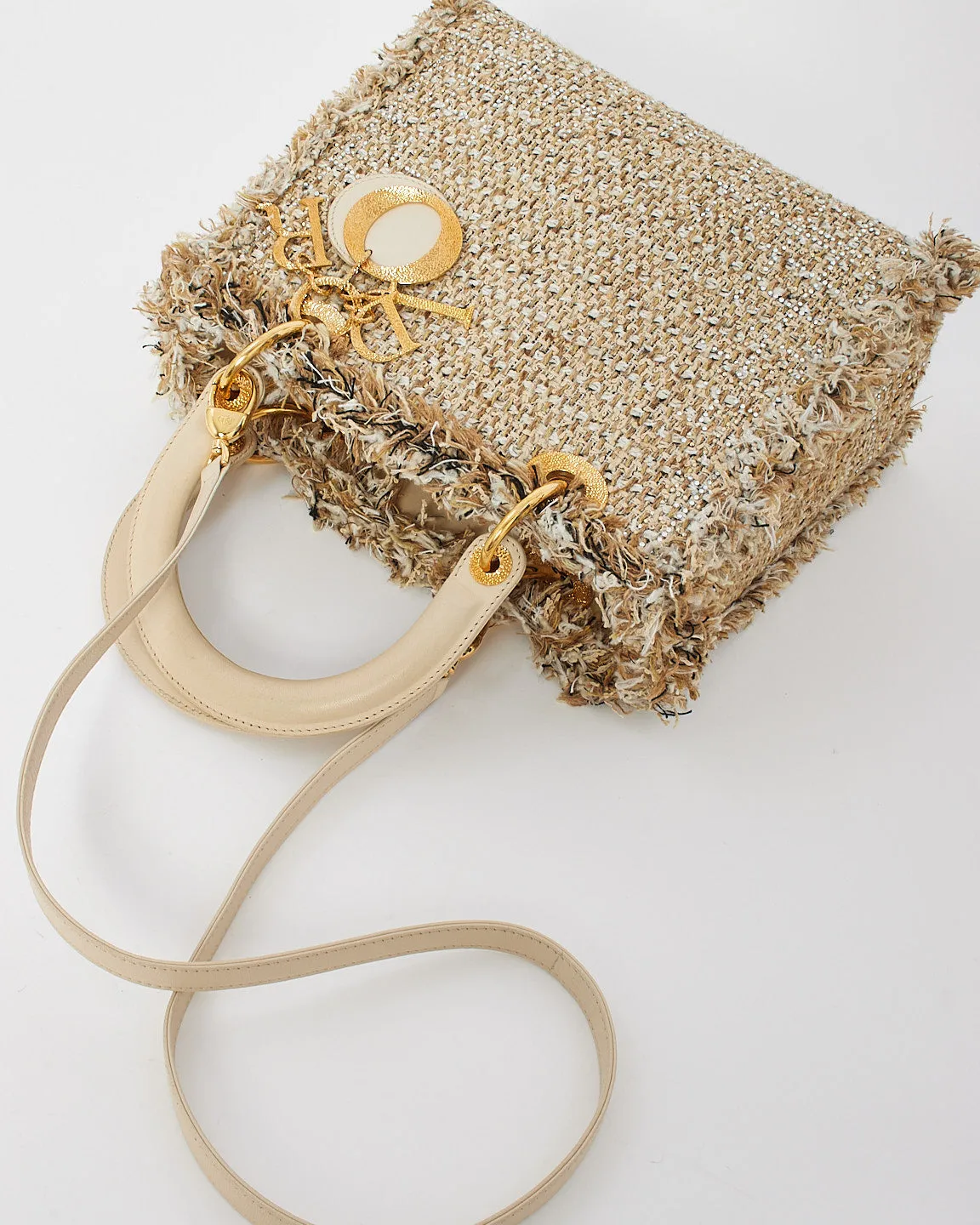 Dior Beige Tweed Special Edition Medium Lady Dior Bag
