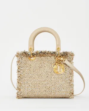 Dior Beige Tweed Special Edition Medium Lady Dior Bag