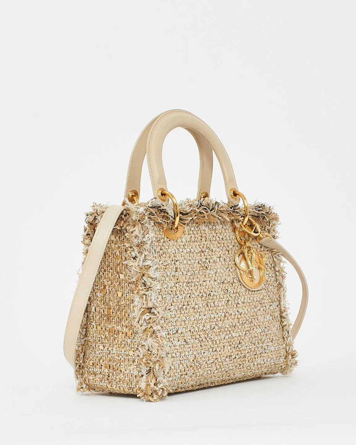 Dior Beige Tweed Special Edition Medium Lady Dior Bag
