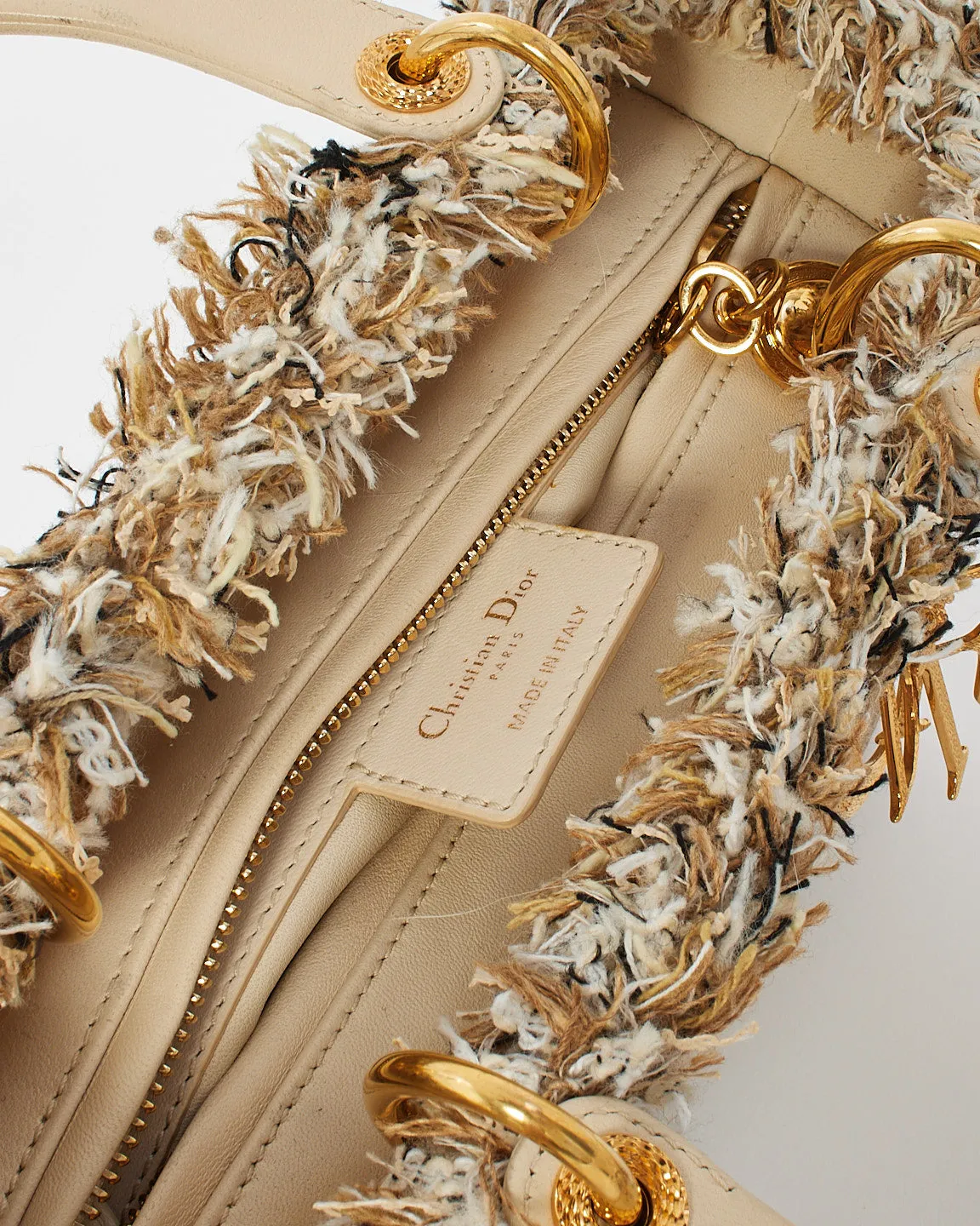 Dior Beige Tweed Special Edition Medium Lady Dior Bag