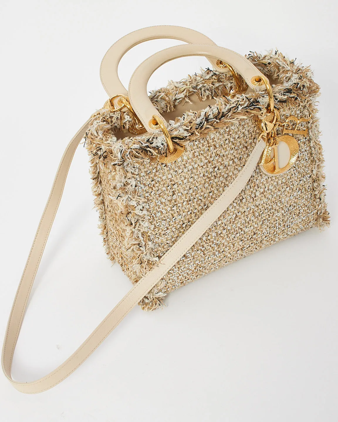 Dior Beige Tweed Special Edition Medium Lady Dior Bag