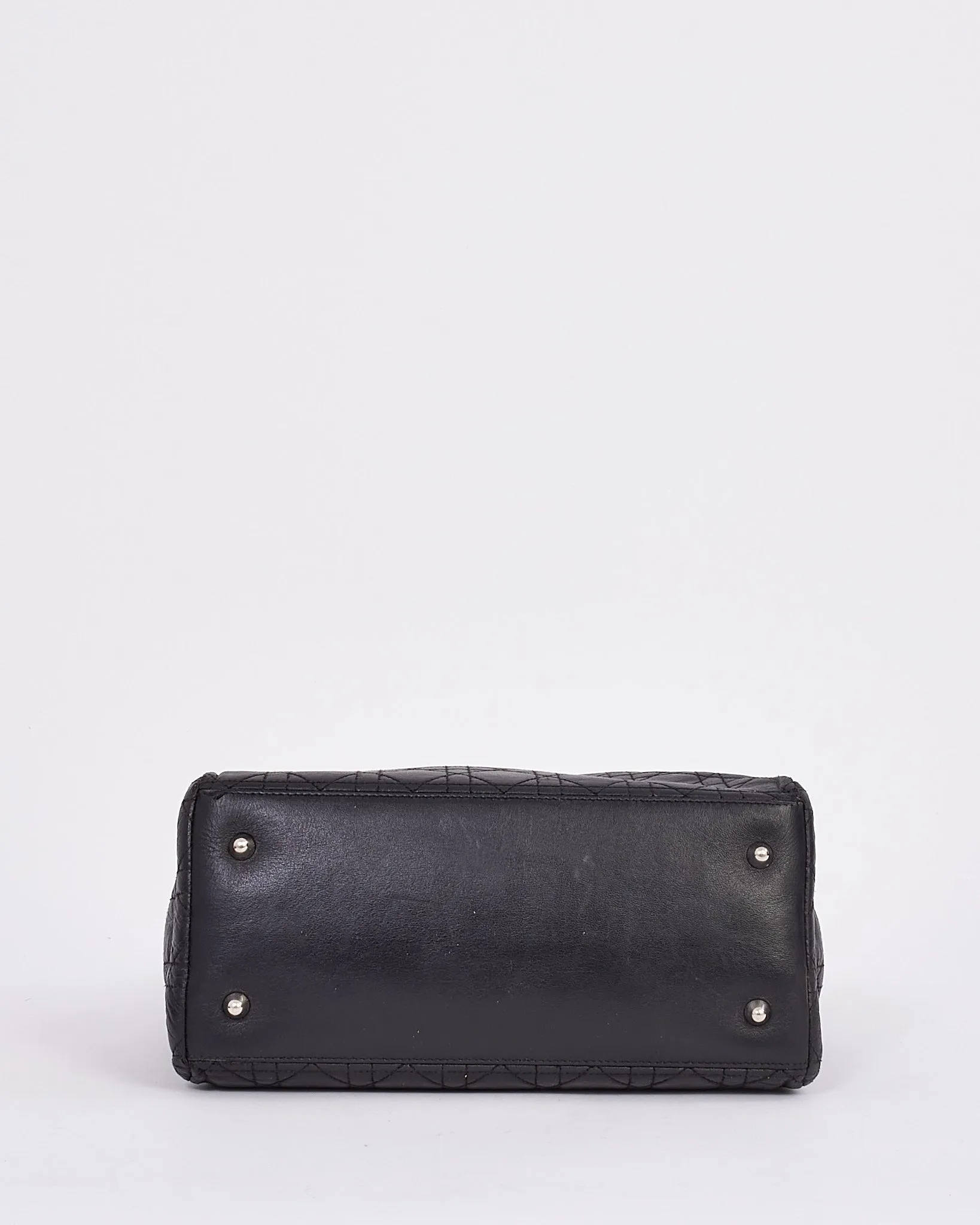 Dior Black Vintage Cannage Leather Tote Bag