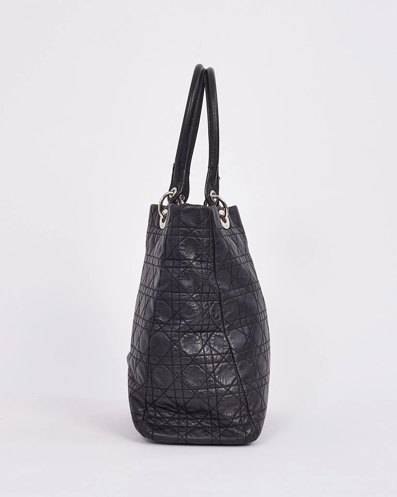 Dior Black Vintage Cannage Leather Tote Bag