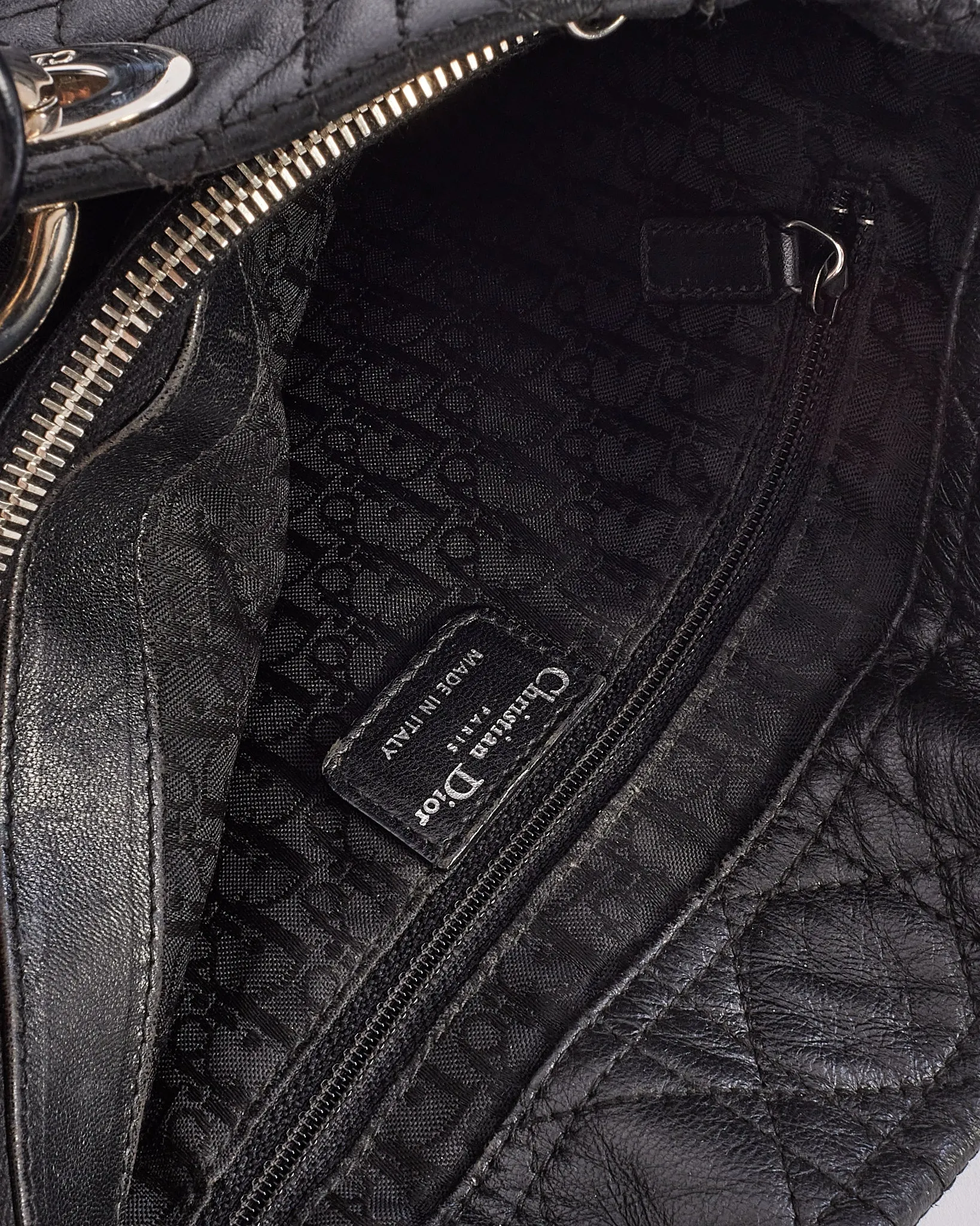 Dior Black Vintage Cannage Leather Tote Bag