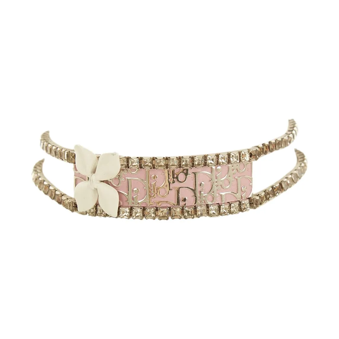 Dior Pink Logo Rhinestone Choker