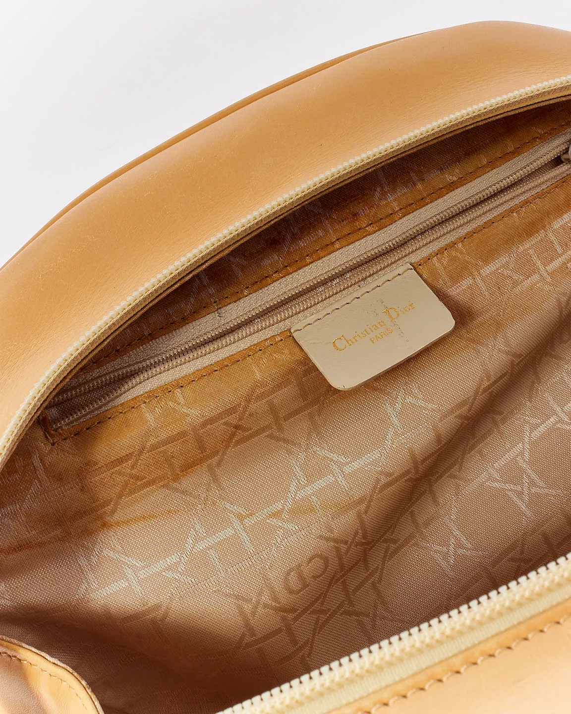 Dior Vintage Beige Leather Top Handle Bag with Dior Charm
