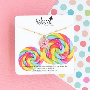Donut Cat Enamel Charm Necklace Children’s Jewelry