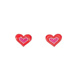 Double Heart Enamel Post Stud Earring Children's Jewelry