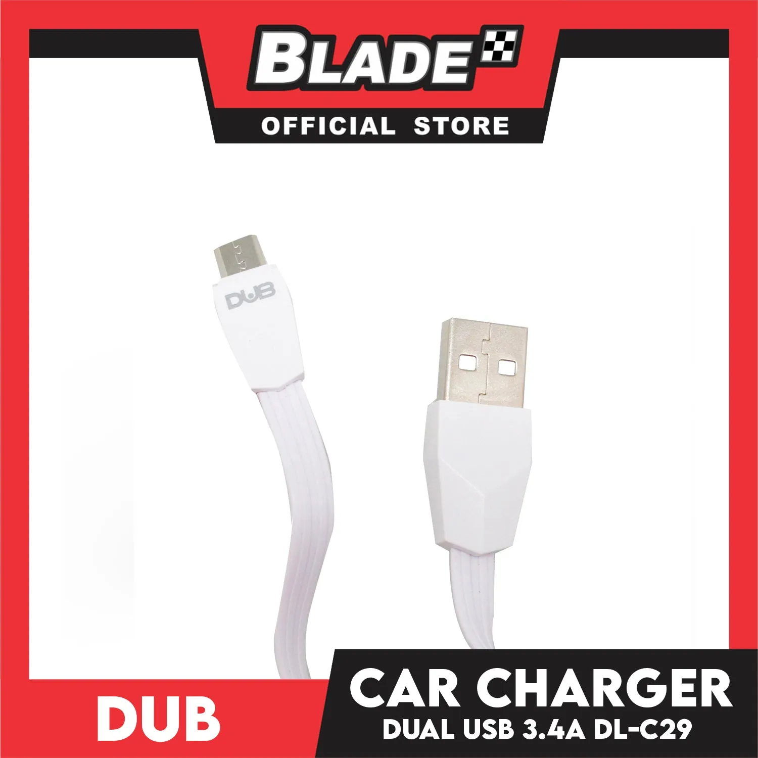 Dub Car Charger Dual USB 3.4A Auto-ID DL-C29 (White) for iOS and Android Supports