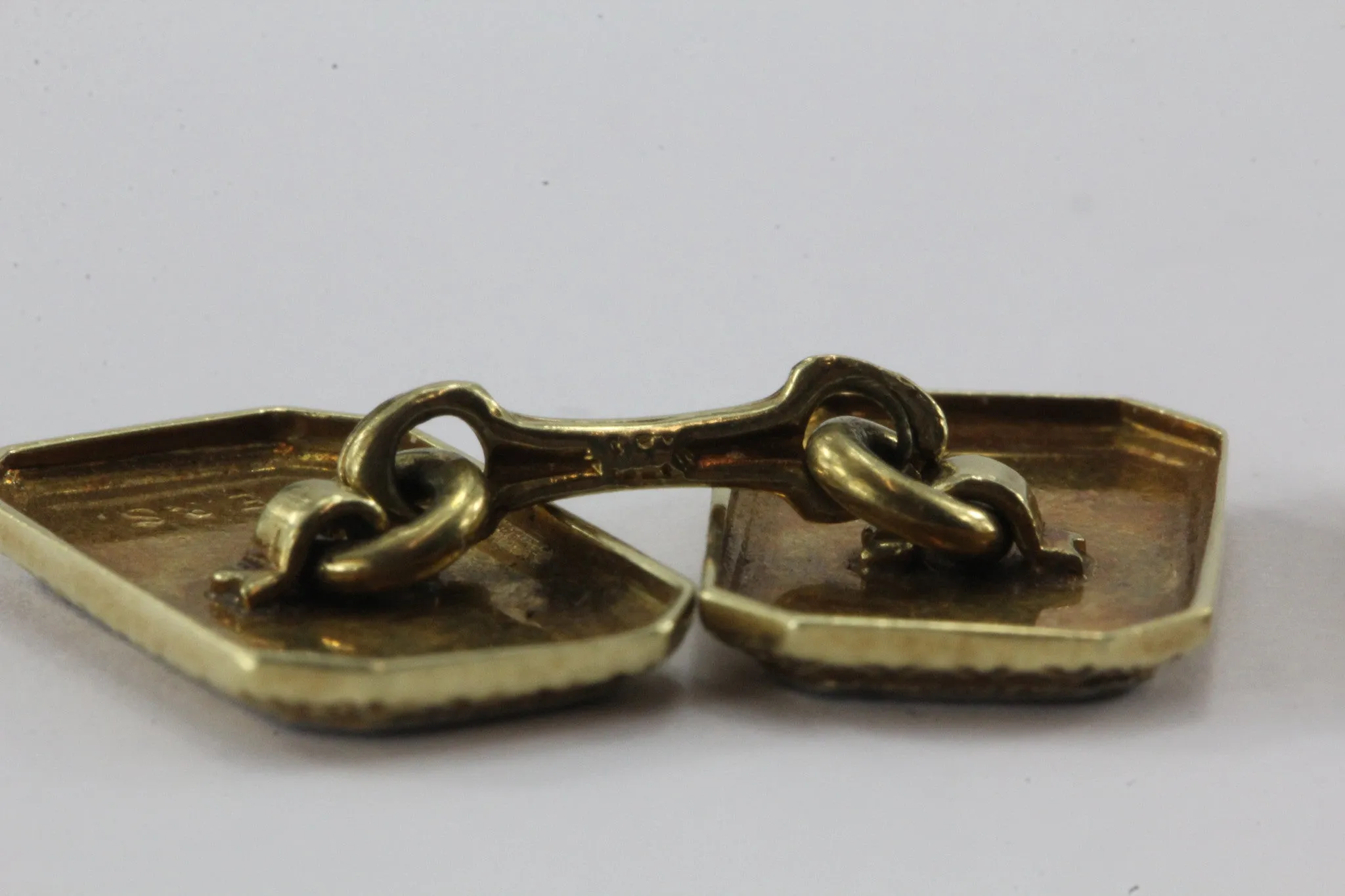 Ehrlich & Sinnock 14k Gold & Platinum Top Blue Enamel Cuff Links