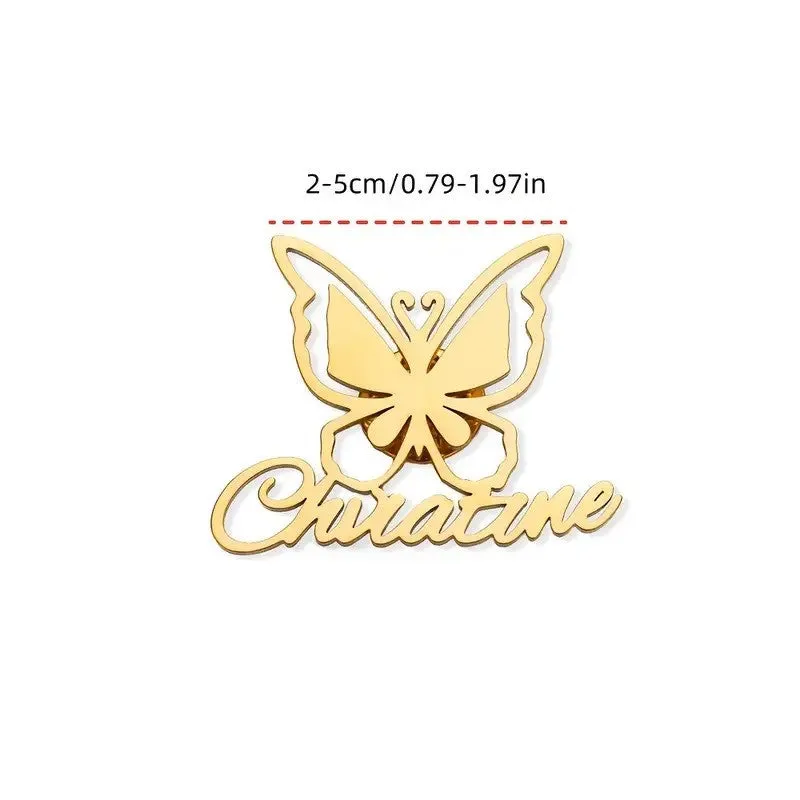 Elegant Custom Butterfly Brooch with English Name