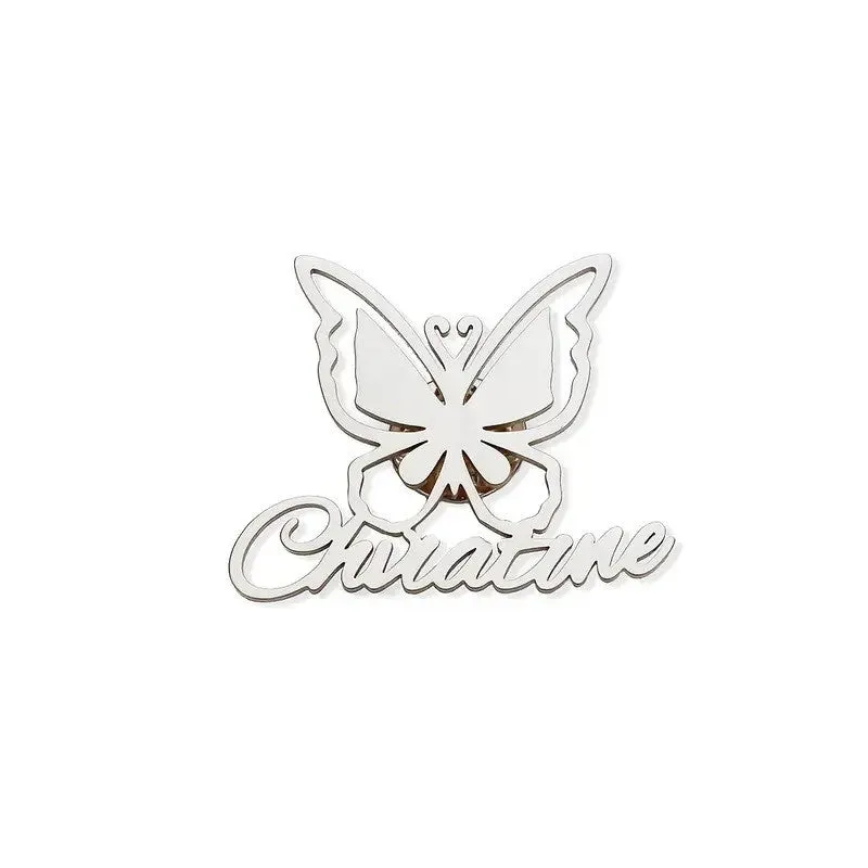 Elegant Custom Butterfly Brooch with English Name