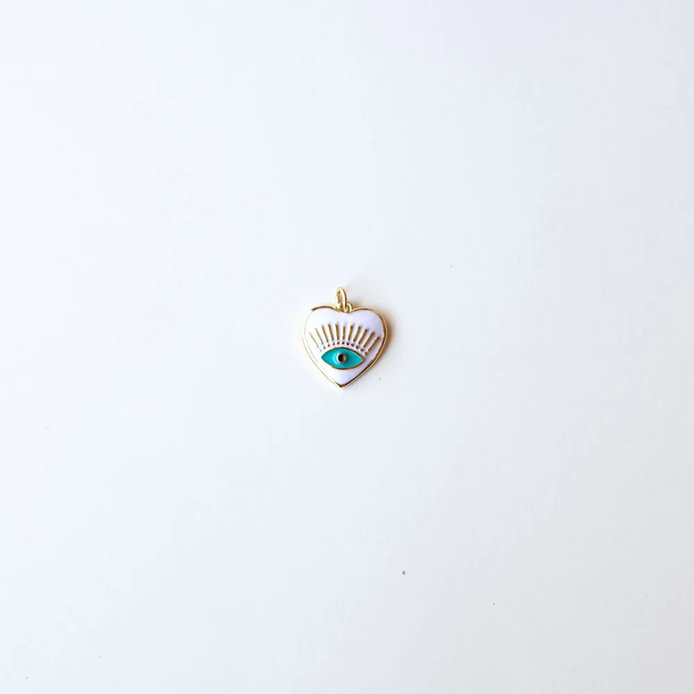 Enamel Evil Eye Heart Charm