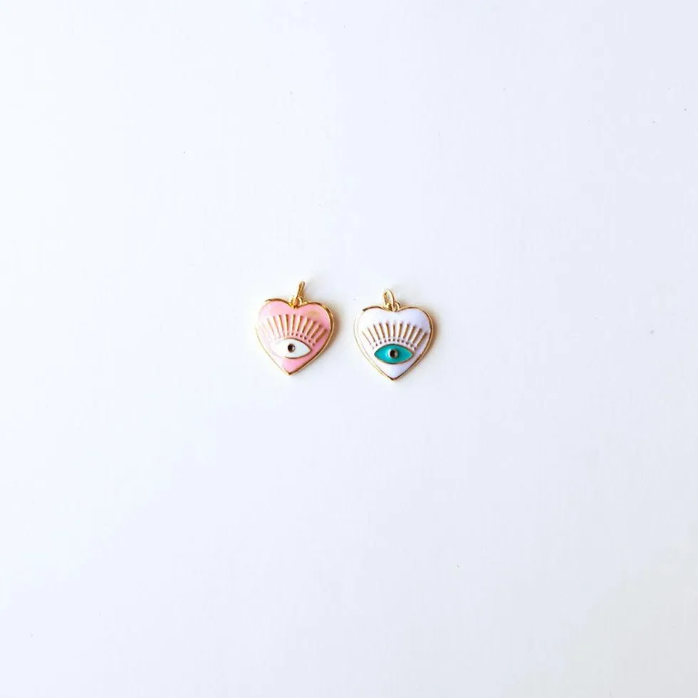 Enamel Evil Eye Heart Charm