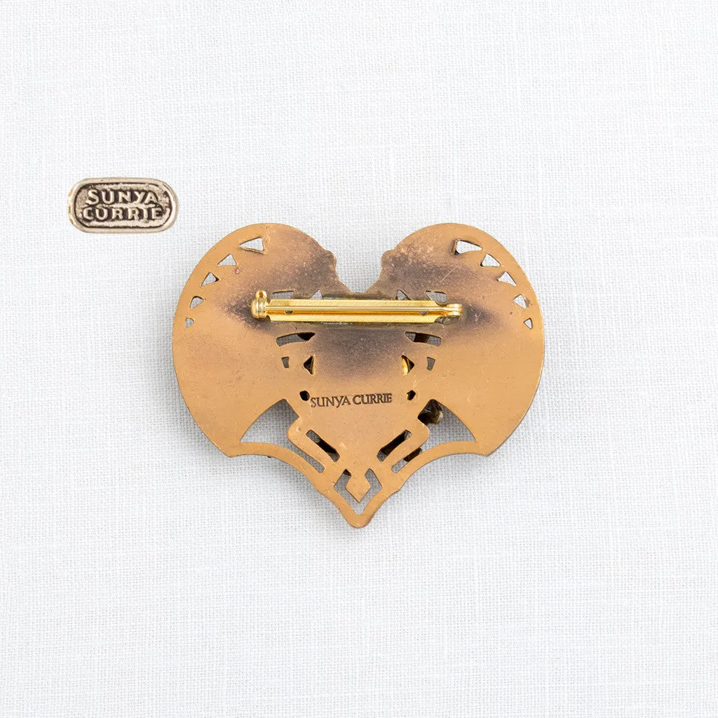 Enamel Scarab Pin with Amethyst Cabochon