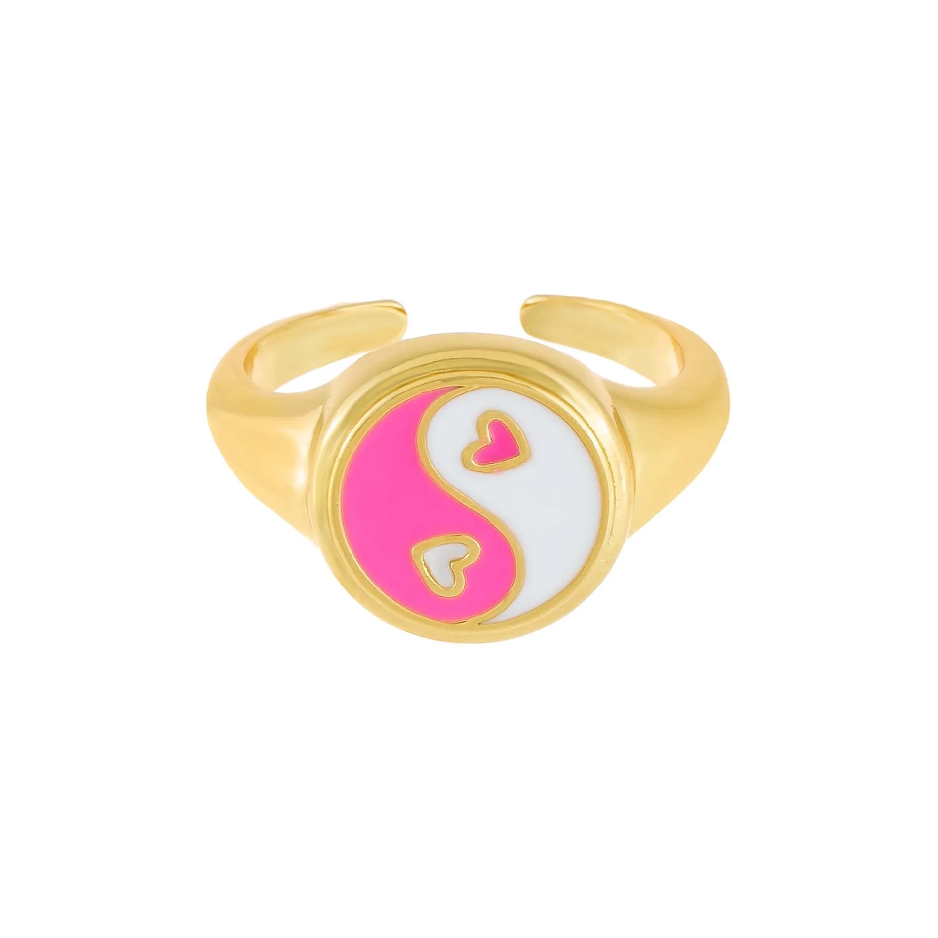 Enamel Yin & Yang Heart Ring