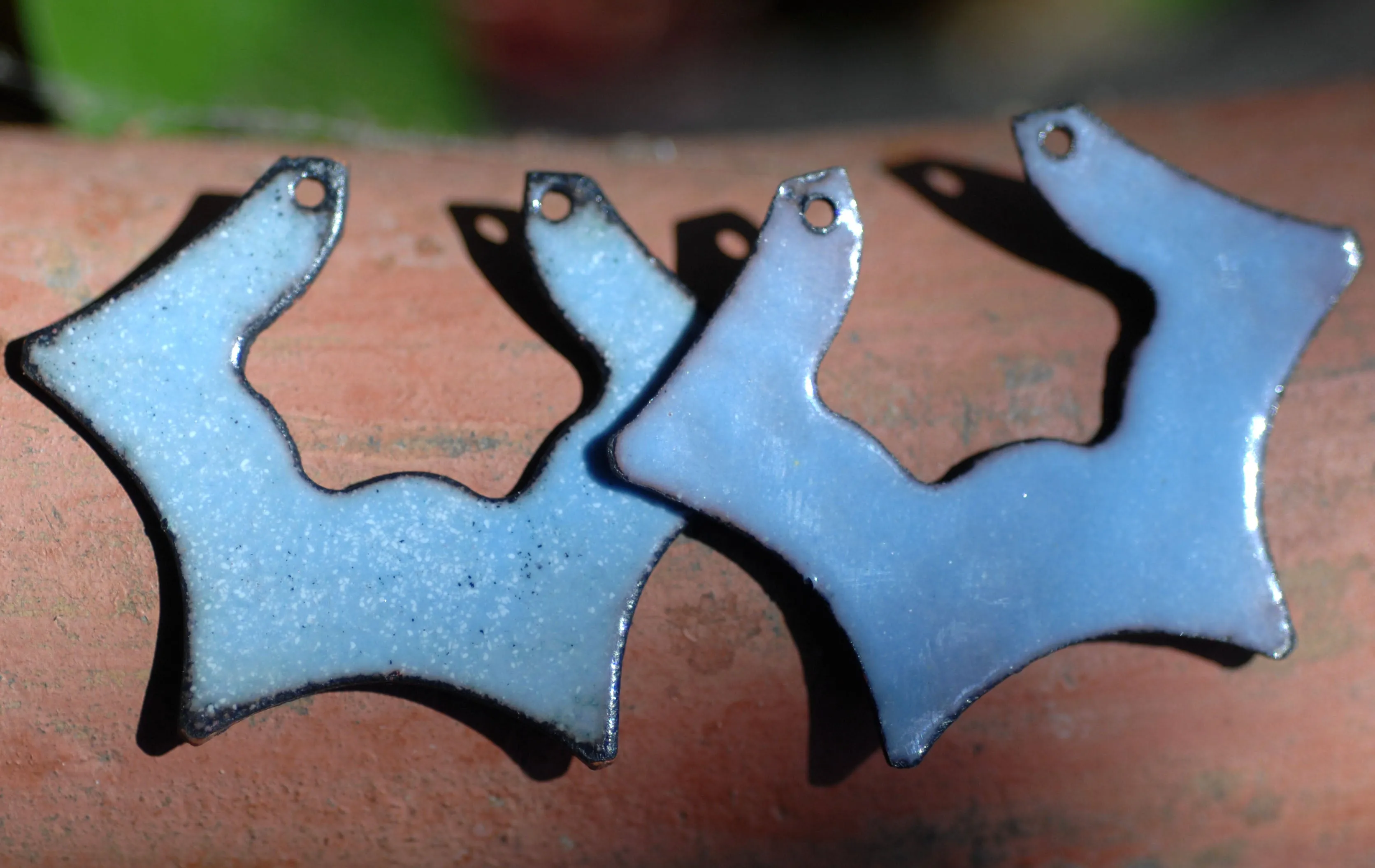 Enameled Finding - Earring Pair Blue and Blue